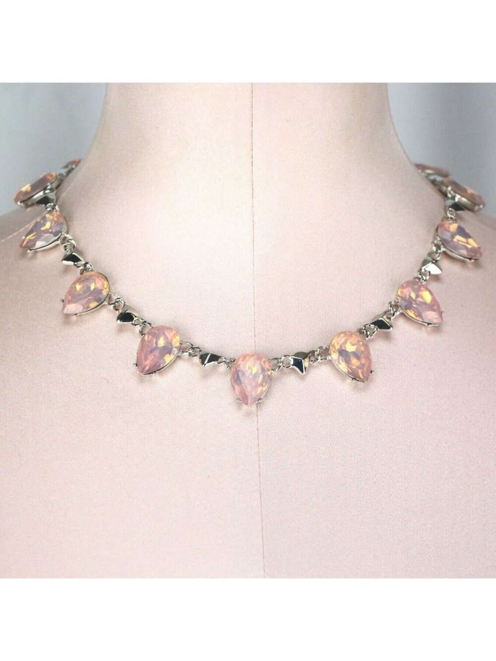 Simply Vera Vera Wang Necklace Silver-Tone Pink Teardrop Rhinestone